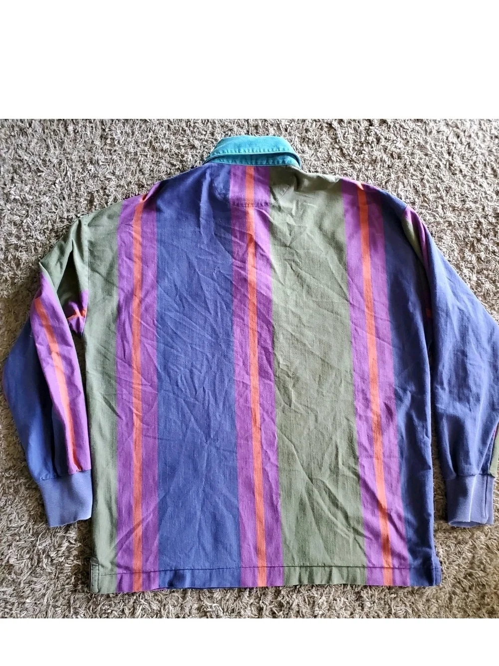 Vintage Ralph Lauren RLC 90s Long Sleeve Rugby Striped Polo Sz M Fresh Prince